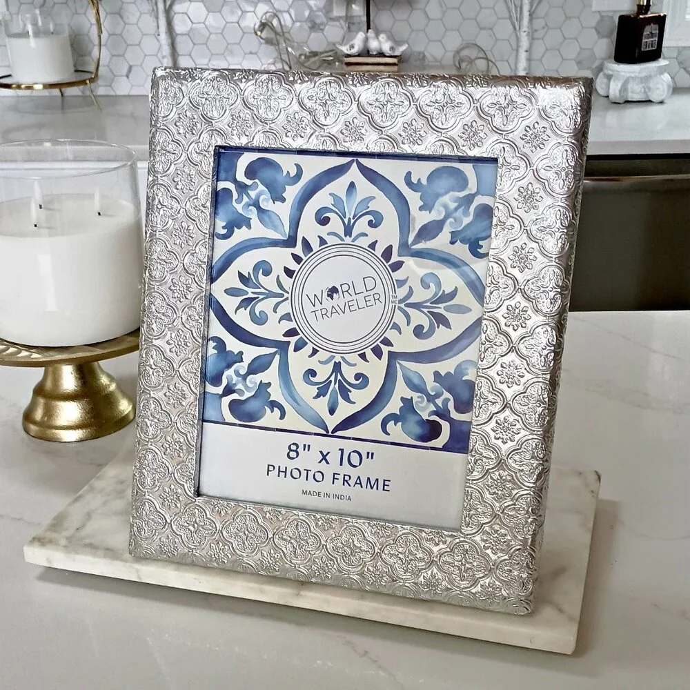 NEW! BOHO SILVER METAL X LARGE PICTURE PHOTO FRAME